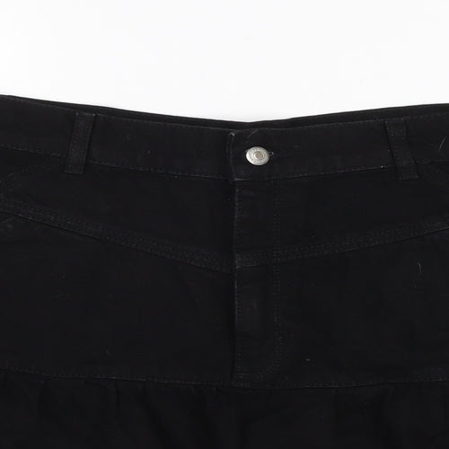 Topshop Womens Black Cotton A-Line Skirt Size 16 Zip