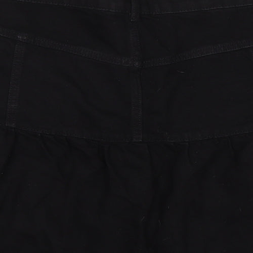 Topshop Womens Black Cotton A-Line Skirt Size 16 Zip