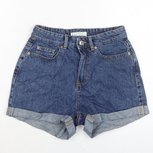 Denim & Co. Womens Blue Cotton Boyfriend Shorts Size 8 Regular Zip