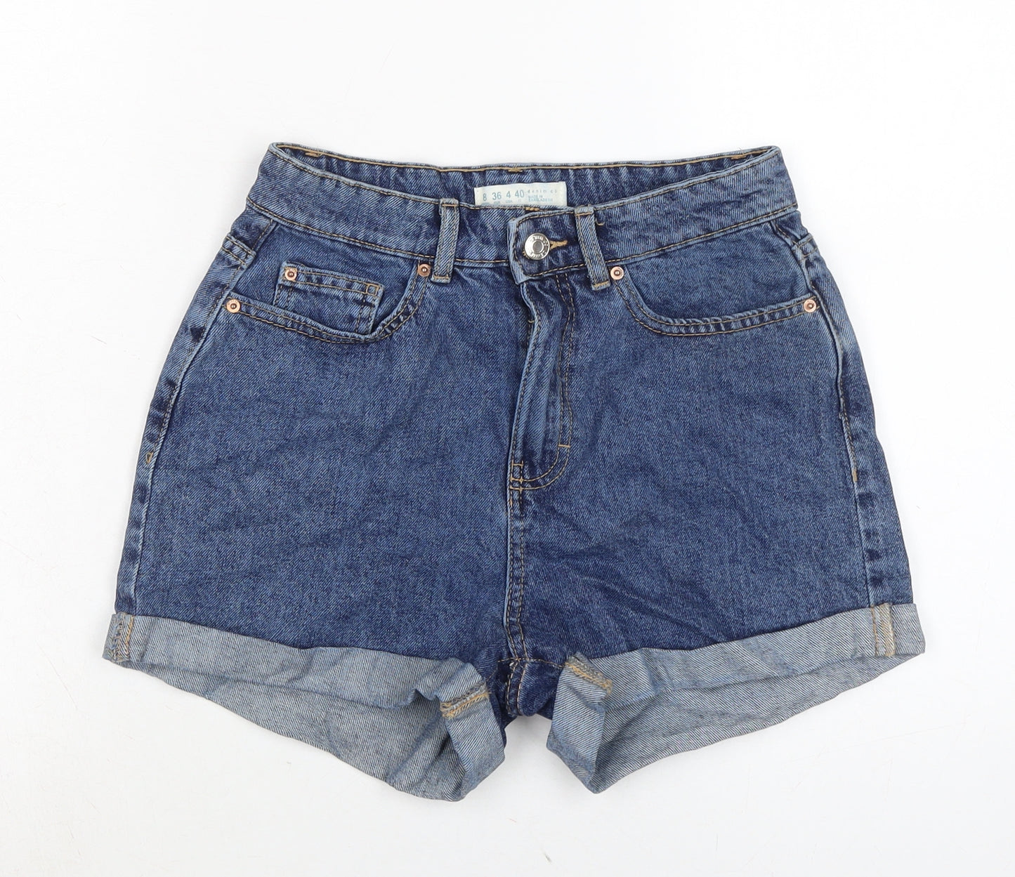 Denim & Co. Womens Blue Cotton Boyfriend Shorts Size 8 Regular Zip