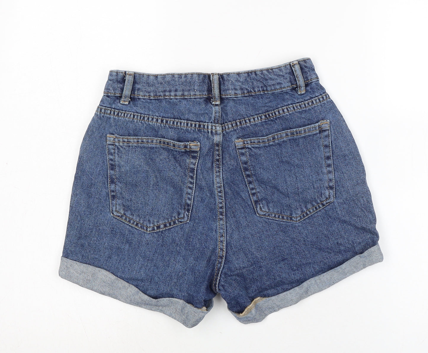 Denim & Co. Womens Blue Cotton Boyfriend Shorts Size 8 Regular Zip