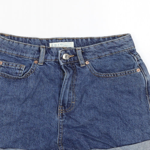 Denim & Co. Womens Blue Cotton Boyfriend Shorts Size 8 Regular Zip