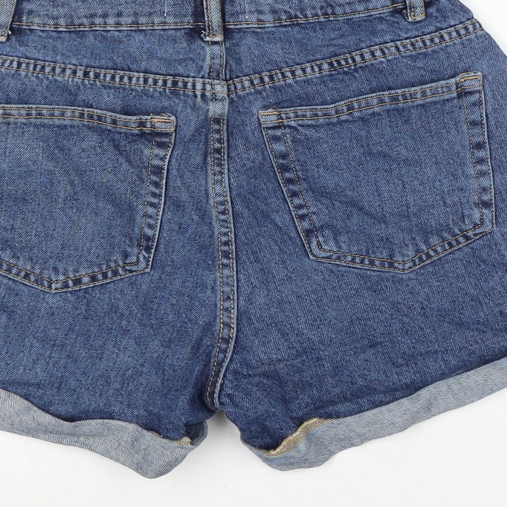 Denim & Co. Womens Blue Cotton Boyfriend Shorts Size 8 Regular Zip