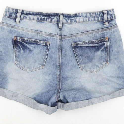 Hotpant Womens Blue Cotton Boyfriend Shorts Size 14 Regular Zip