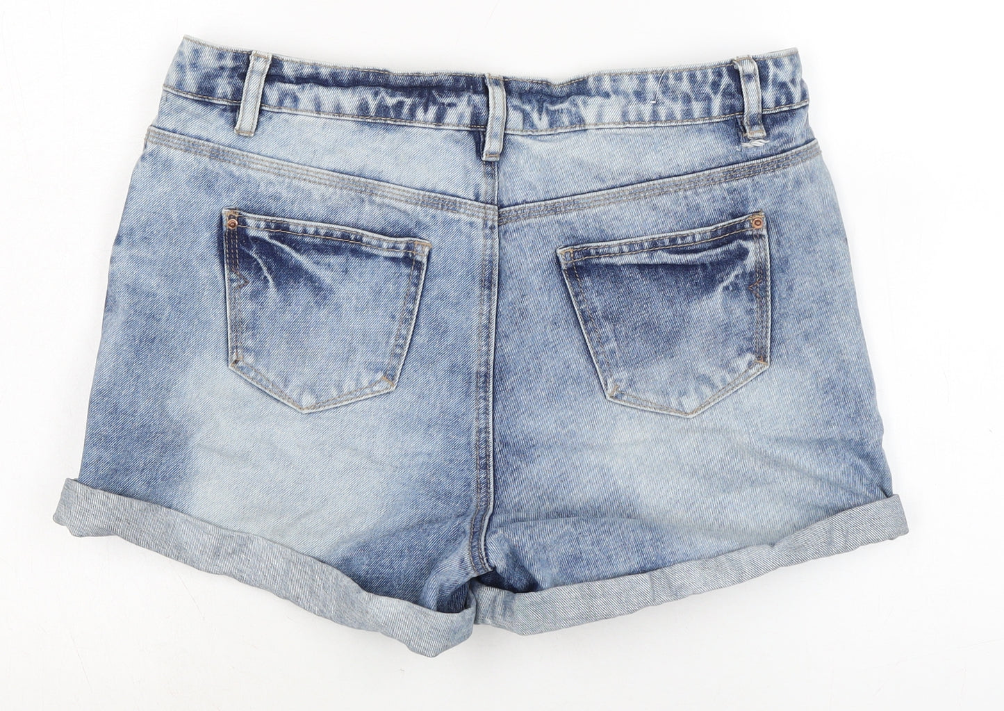 Hotpant Womens Blue Cotton Boyfriend Shorts Size 14 Regular Zip