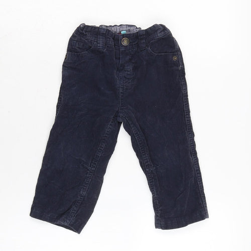 John Lewis Boys Blue Cotton Capri Trousers Size 12-18 Months Zip - Inside Leg 10n - Waist 14In.