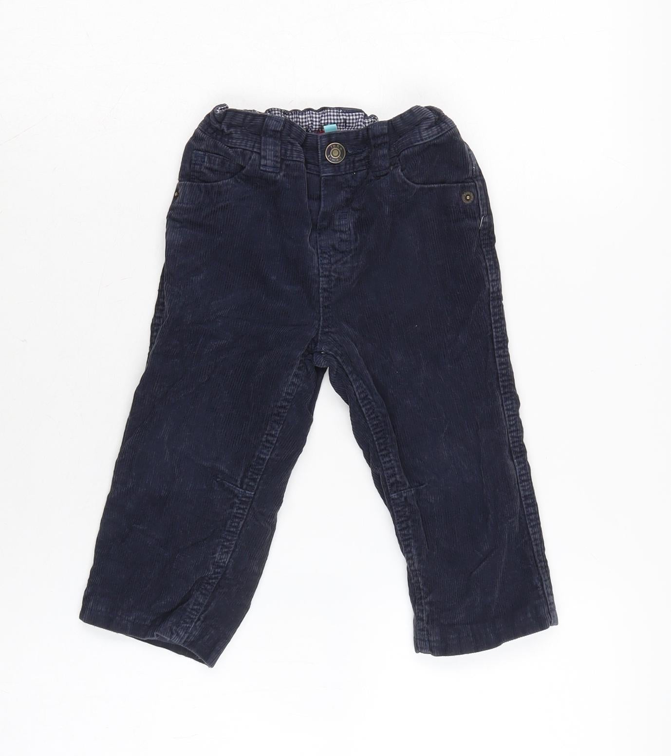 John Lewis Boys Blue Cotton Capri Trousers Size 12-18 Months Zip - Inside Leg 10n - Waist 14In.