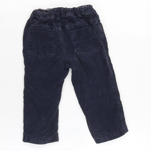 John Lewis Boys Blue Cotton Capri Trousers Size 12-18 Months Zip - Inside Leg 10n - Waist 14In.