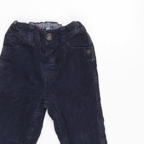 John Lewis Boys Blue Cotton Capri Trousers Size 12-18 Months Zip - Inside Leg 10n - Waist 14In.