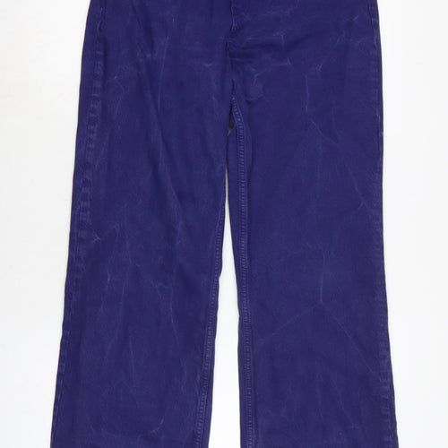 Zara Womens Purple Cotton Wide-Leg Jeans Size 8 L34 in Regular Zip