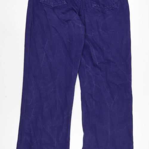 Zara Womens Purple Cotton Wide-Leg Jeans Size 8 L34 in Regular Zip