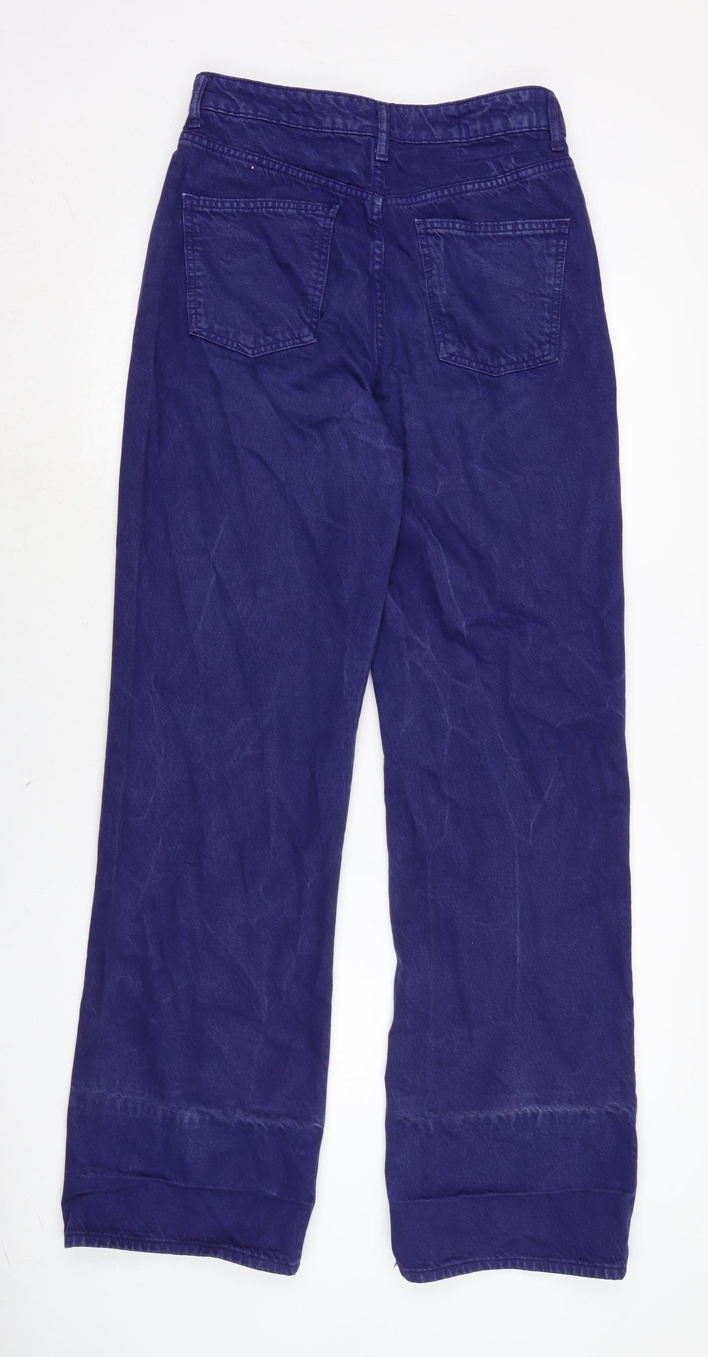 Zara Womens Purple Cotton Wide-Leg Jeans Size 8 L34 in Regular Zip