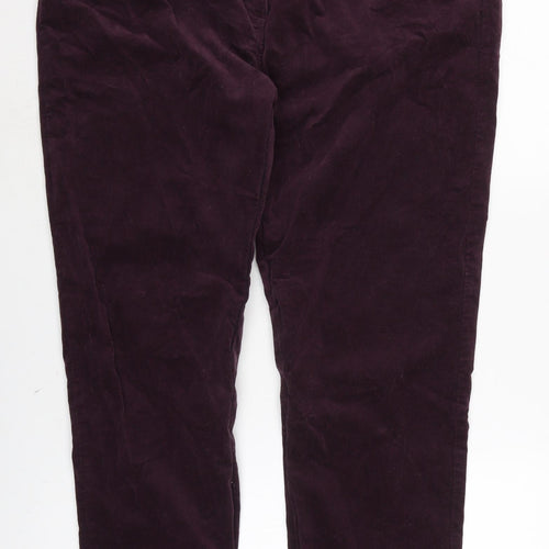 Marks and Spencer Womens Purple Cotton Trousers Size 20 L29 in Regular Zip