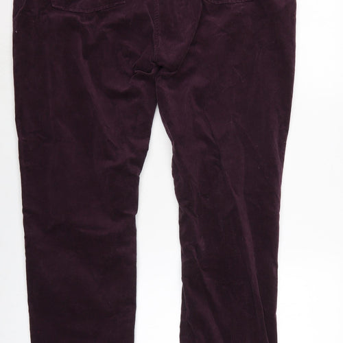 Marks and Spencer Womens Purple Cotton Trousers Size 20 L29 in Regular Zip
