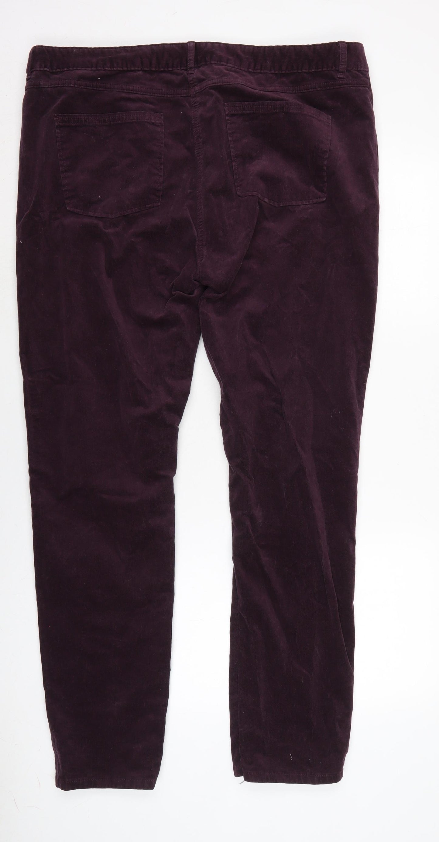 Marks and Spencer Womens Purple Cotton Trousers Size 20 L29 in Regular Zip