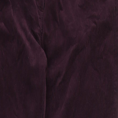 Marks and Spencer Womens Purple Cotton Trousers Size 20 L29 in Regular Zip