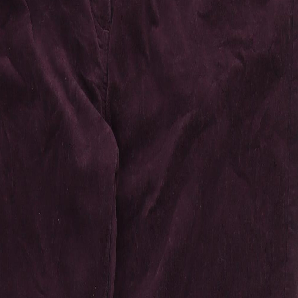 Marks and Spencer Womens Purple Cotton Trousers Size 20 L29 in Regular Zip