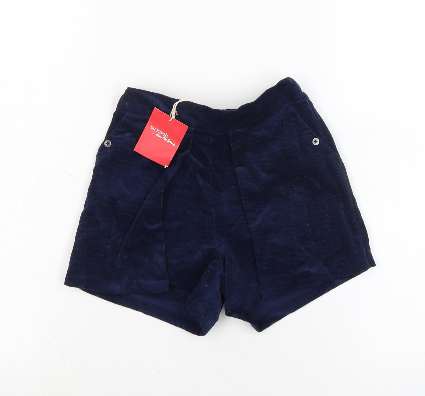 Du Pariel Girls Blue Cotton Boyfriend Shorts Size 8 Years Regular - Waist 18in .