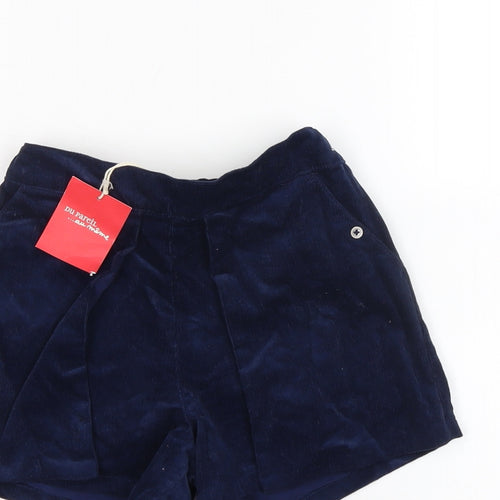 Du Pariel Girls Blue Cotton Boyfriend Shorts Size 8 Years Regular - Waist 18in .