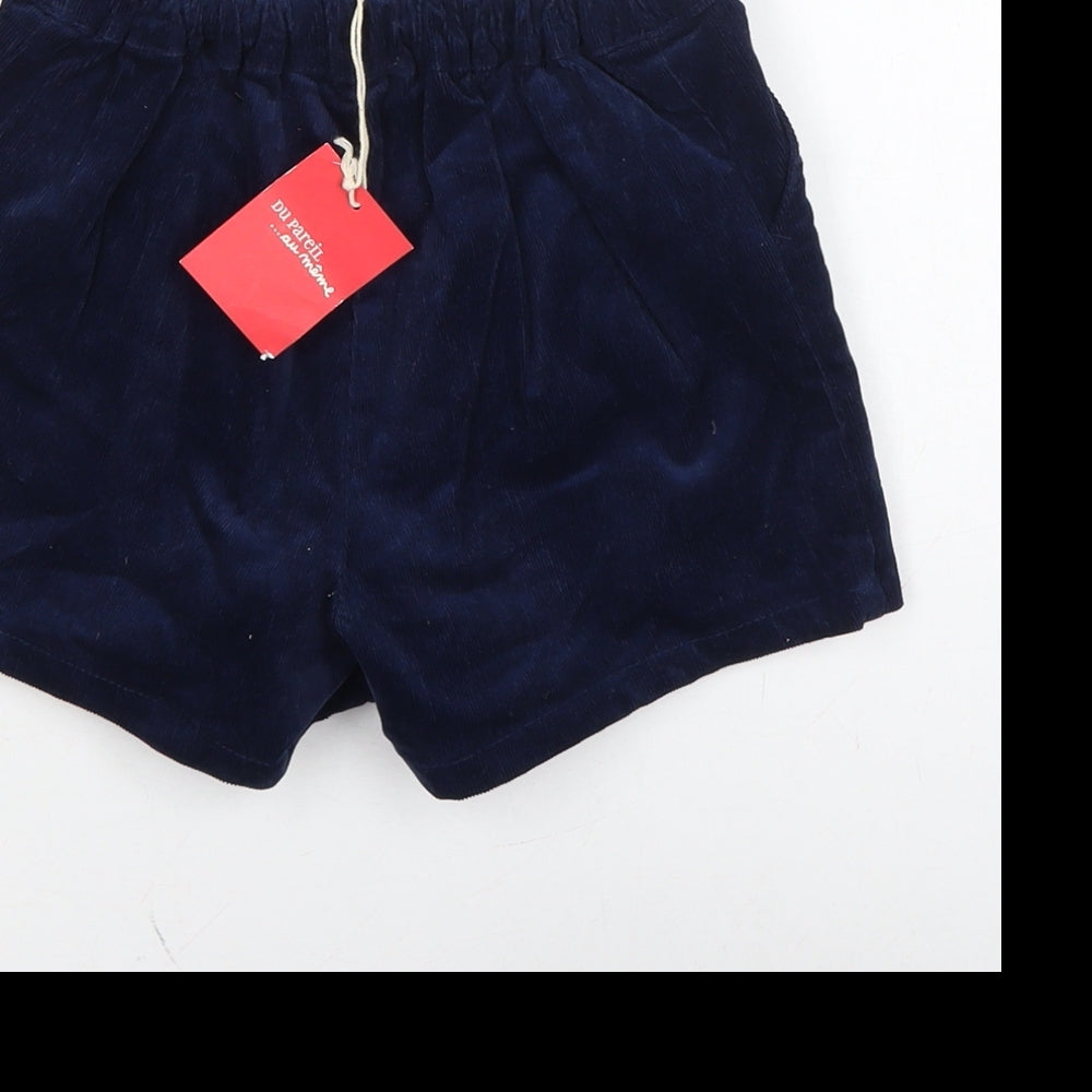 Du Pariel Girls Blue Cotton Boyfriend Shorts Size 8 Years Regular - Waist 18in .