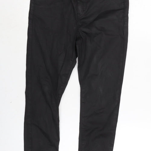 Topshop Womens Black Cotton Blend Tapered Jeans Size 30 L28 in Regular Zip