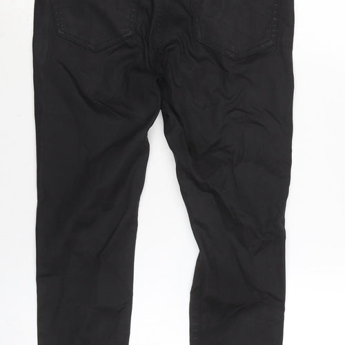 Topshop Womens Black Cotton Blend Tapered Jeans Size 30 L28 in Regular Zip