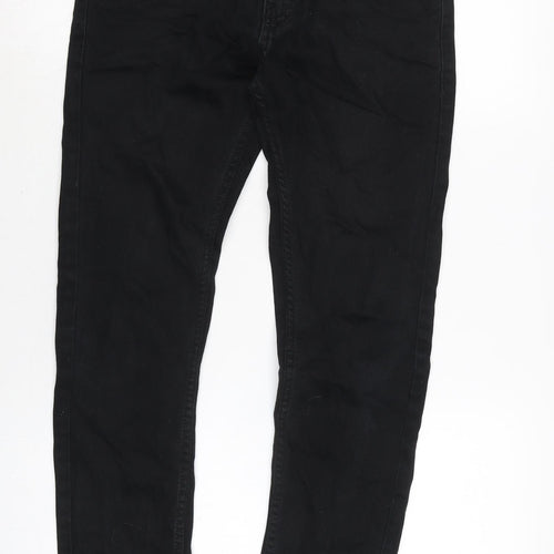 Topman Mens Black Cotton Blend Skinny Jeans Size 30 in L27 in Regular Zip