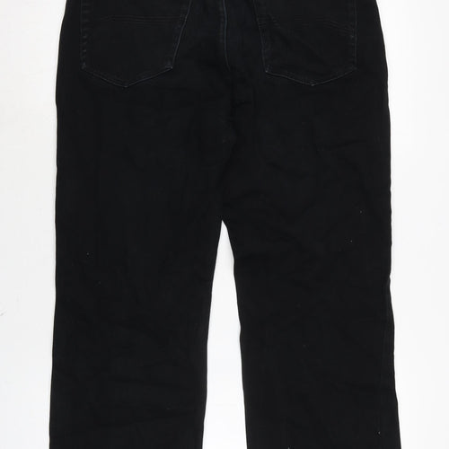 George Mens Black Cotton Straight Jeans Size 33 in L29 in Regular Zip