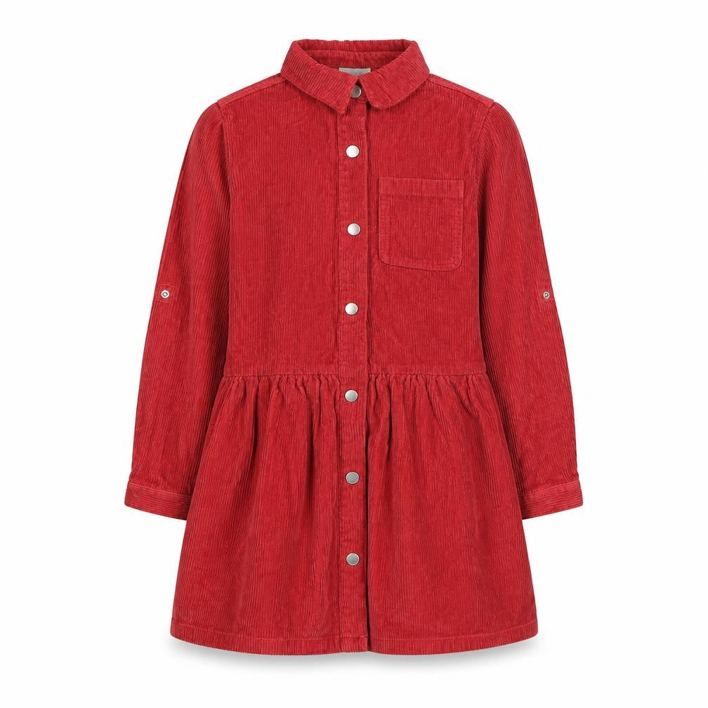 I Love Girls wear Girls Red Cotton Shirt Dress Size 11 Years Collared Button