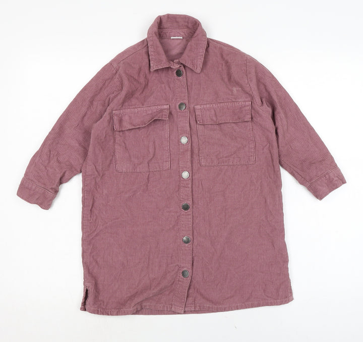 NEXT Girls Pink Cotton Shirt Dress Size 5 Years Collared Button