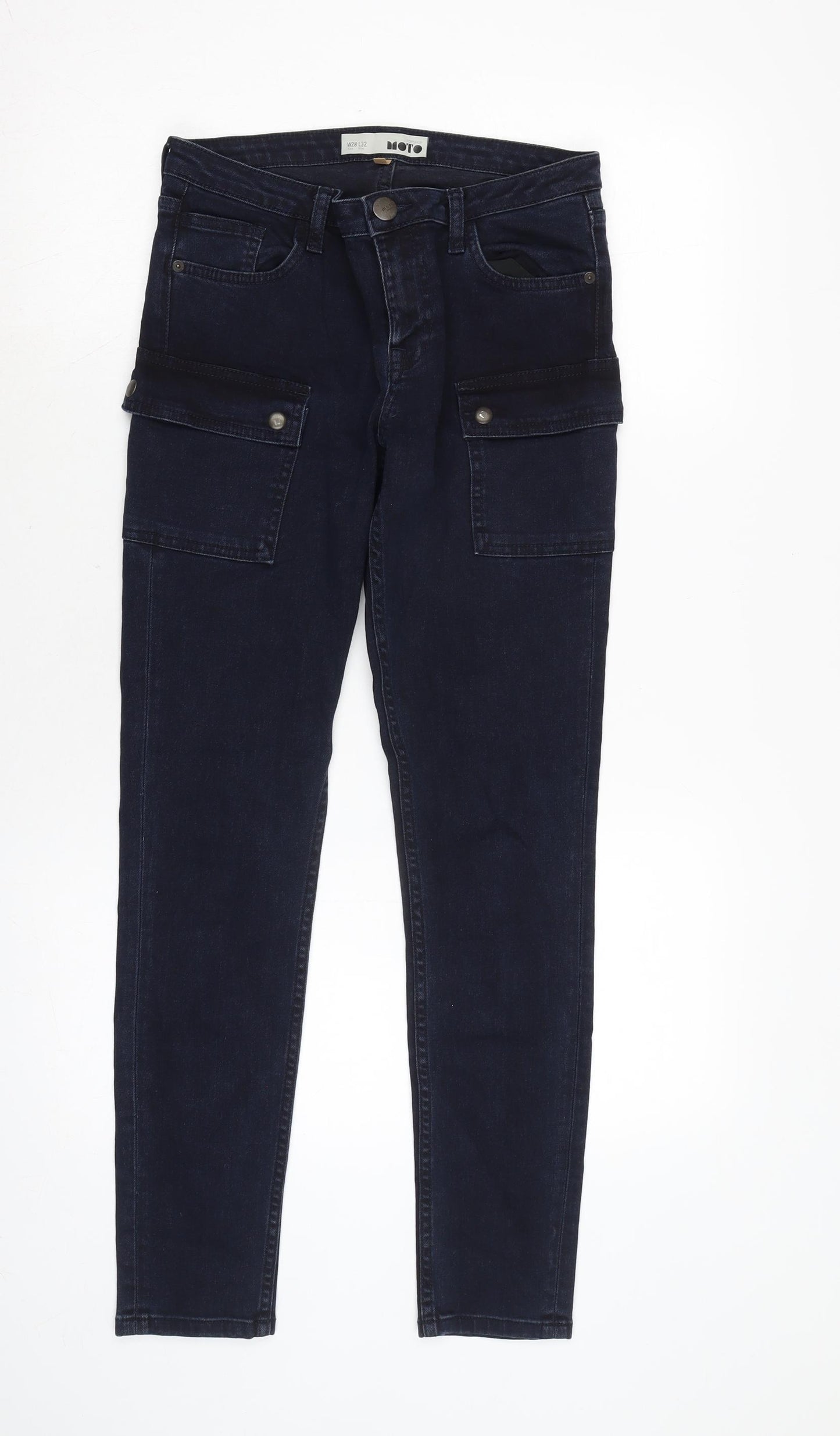 Topshop Womens Blue Cotton Blend Tapered Jeans Size 26 in L28.5 in Regular Zip