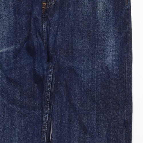 Marks and Spencer Mens Blue Cotton Straight Jeans Size 32 in L31 in Regular Zip