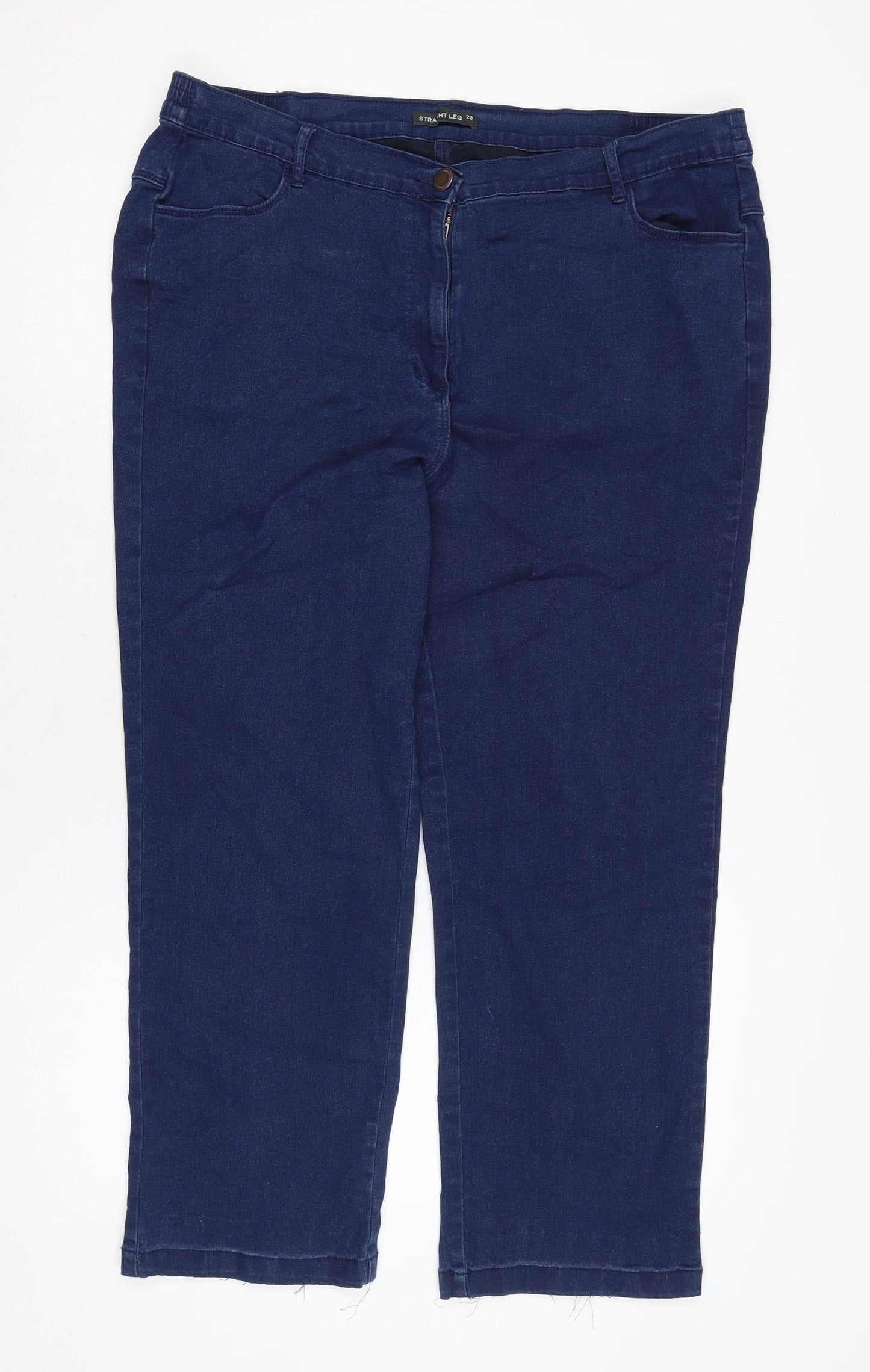 Bonmarché Womens Blue Cotton Blend Straight Jeans Size 20 L24.5 in Regular