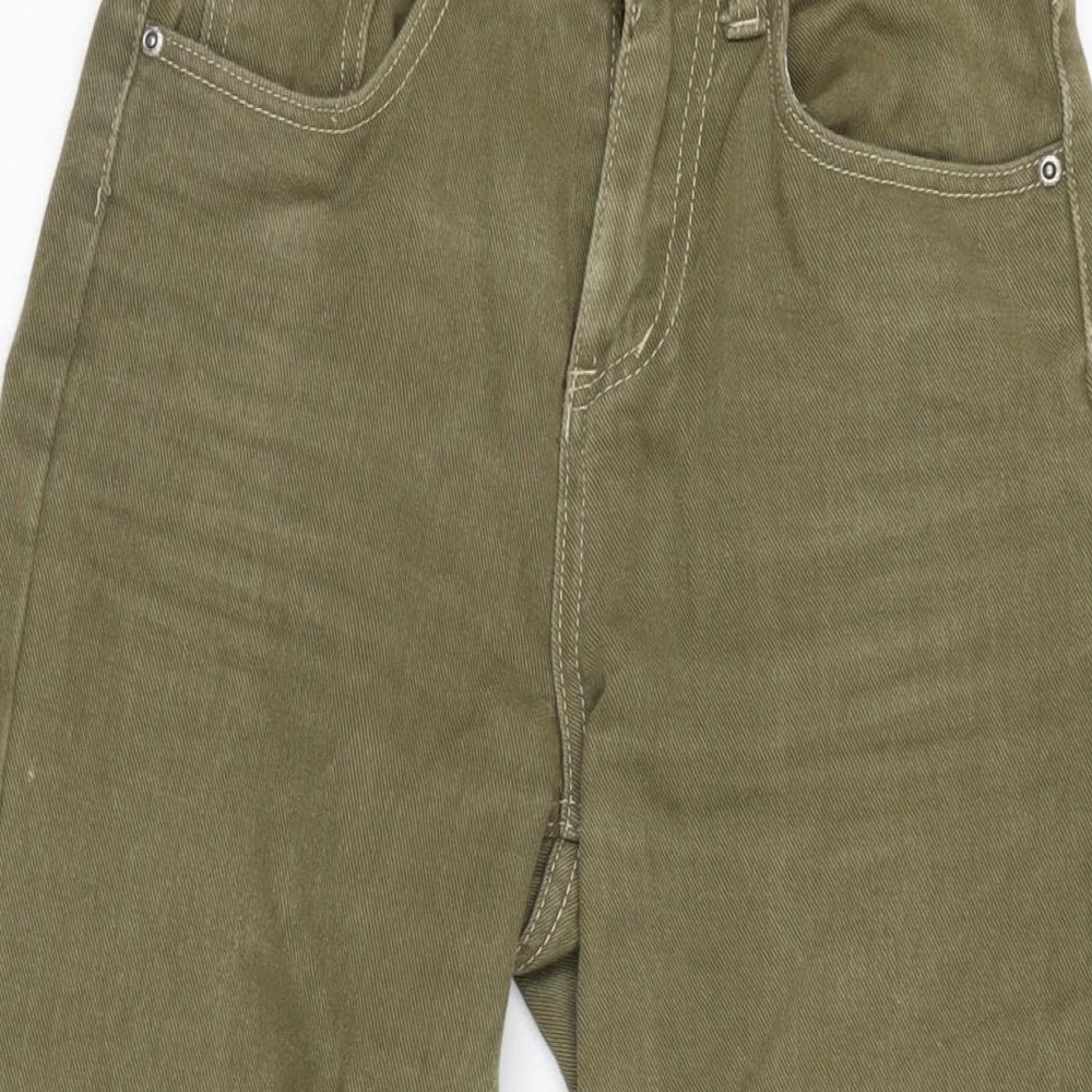 PRETTYLITTLETHING Womens Green Cotton Wide-Leg Jeans Size 6 L24 in Regular Zip