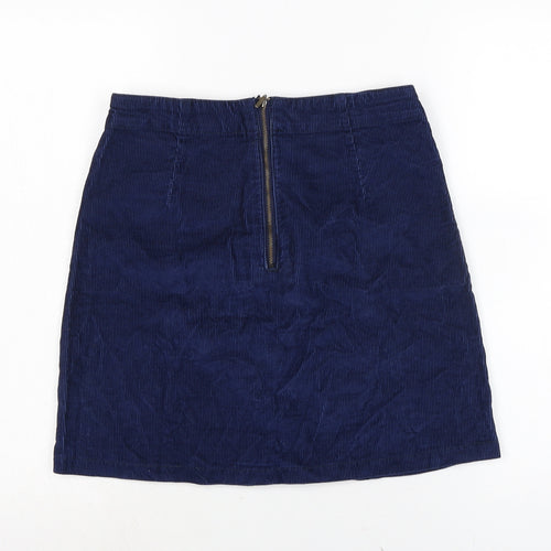 F&F Womens Blue Cotton A-Line Skirt Size 6 Zip