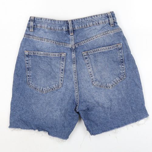 Divided Womens Blue Cotton Cut-Off Shorts Size 8 Regular Zip