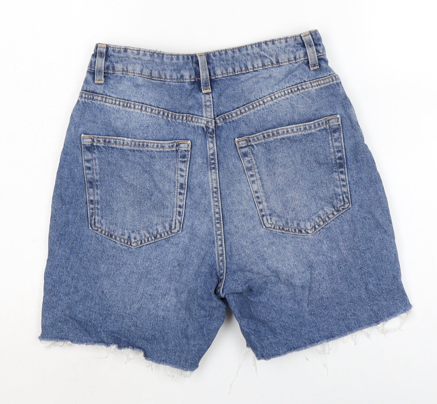 Divided Womens Blue Cotton Cut-Off Shorts Size 8 Regular Zip