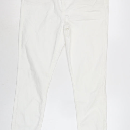 Marks and Spencer Womens White Cotton Blend Skinny Jeans Size 14 L28.5 in Regular Zip