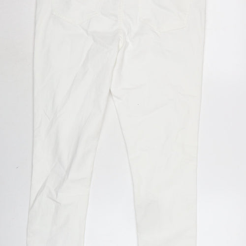 Marks and Spencer Womens White Cotton Blend Skinny Jeans Size 14 L28.5 in Regular Zip