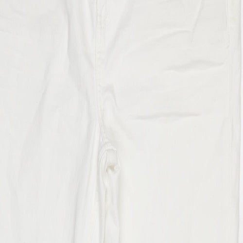 Marks and Spencer Womens White Cotton Blend Skinny Jeans Size 14 L28.5 in Regular Zip