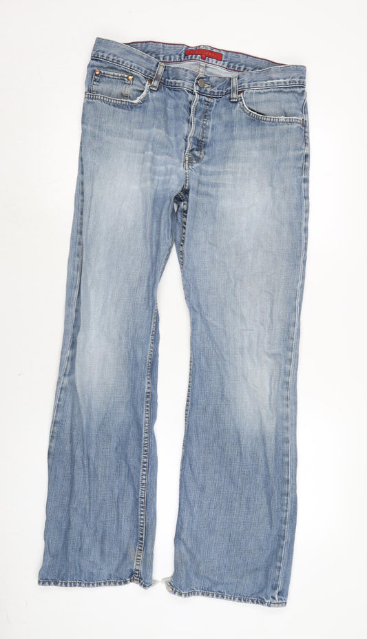 French Connection Mens Blue Cotton Flared Jeans Size 32 in L31 in Regular Button