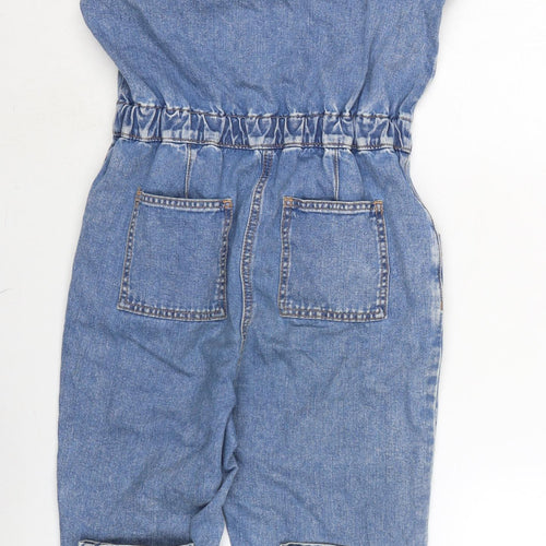 George Womens Blue Cotton Jumpsuit One-Piece Size S L26 in Button