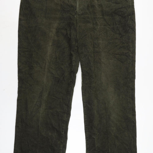 Casual Club Mens Green Cotton Trousers Size 36 in L33 in Regular Zip