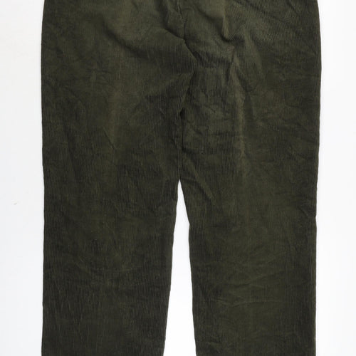 Casual Club Mens Green Cotton Trousers Size 36 in L33 in Regular Zip