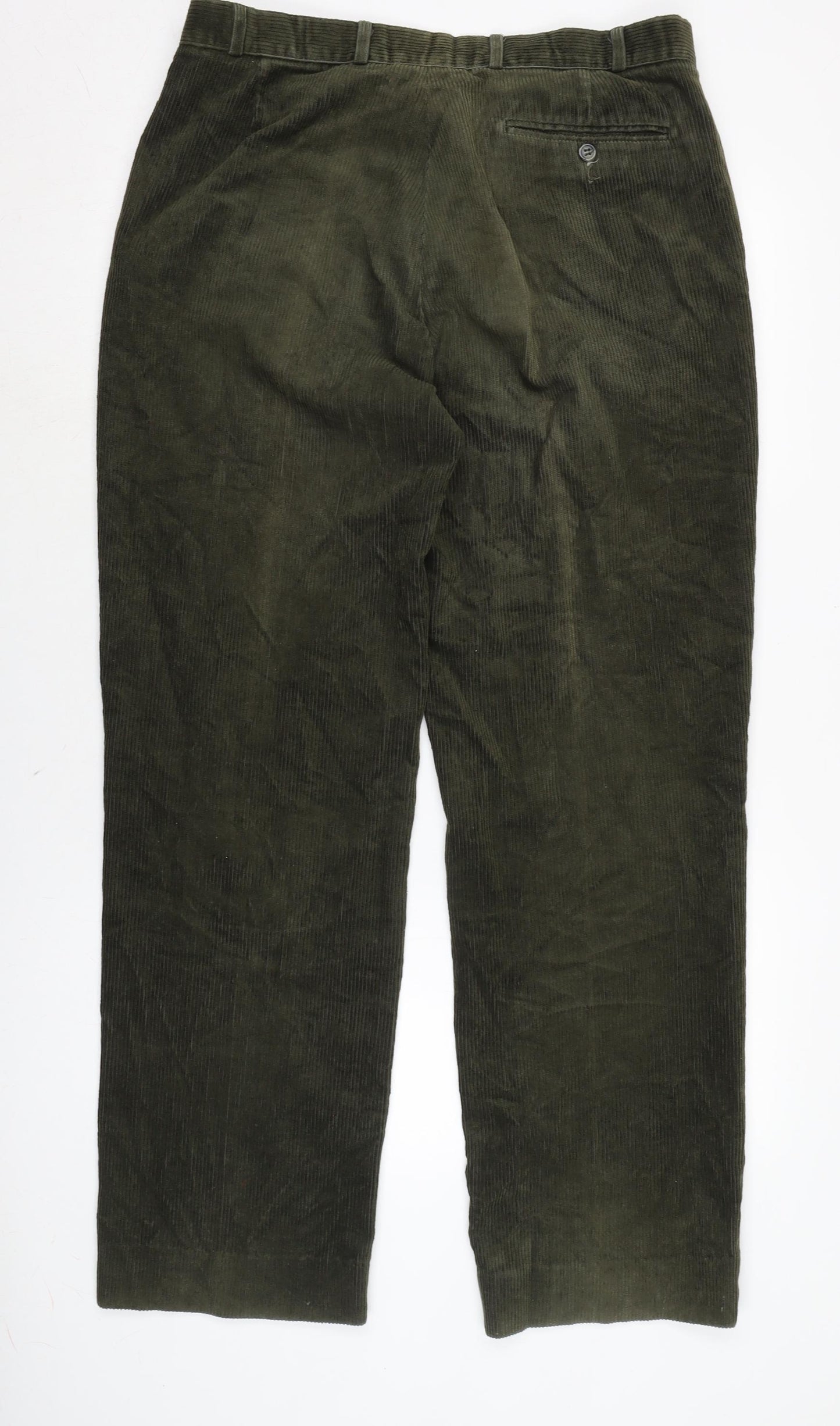 Casual Club Mens Green Cotton Trousers Size 36 in L33 in Regular Zip