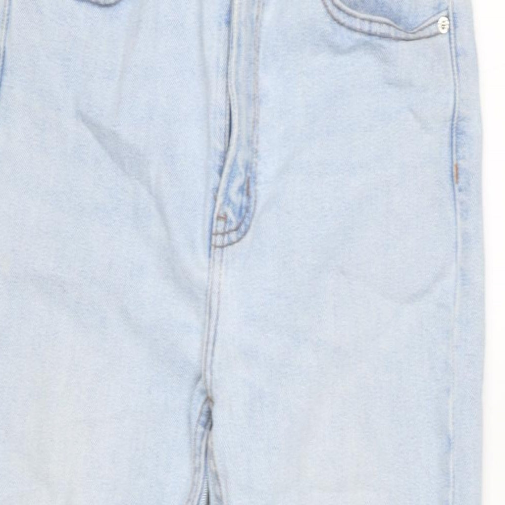 Denim & Co. Womens Blue Cotton Blend Straight Jeans Size 10 L25 in Regular Zip