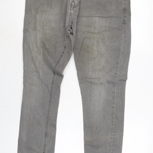 NEXT Mens Grey Cotton Blend Skinny Jeans Size 32 in L27 in Regular Zip