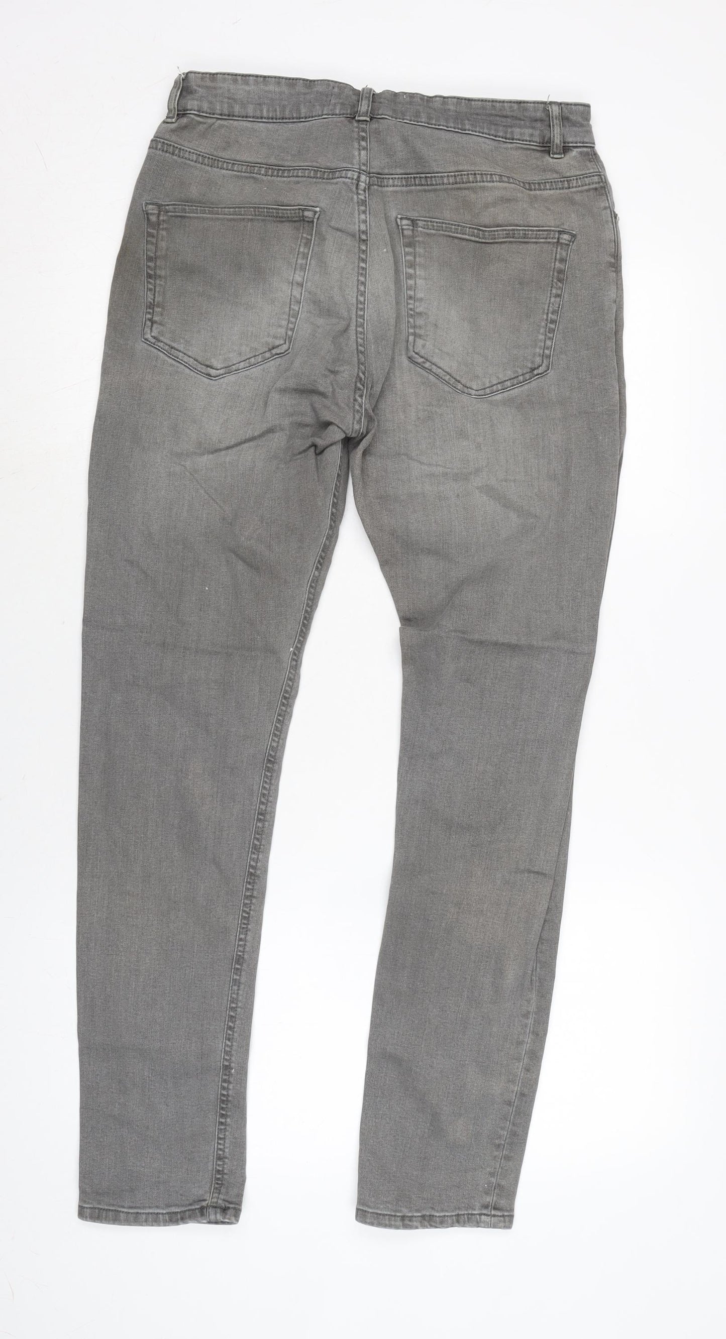 NEXT Mens Grey Cotton Blend Skinny Jeans Size 32 in L27 in Regular Zip