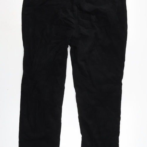 Marks and Spencer Womens Black Cotton Trousers Size 18 L24.5 in Regular Zip