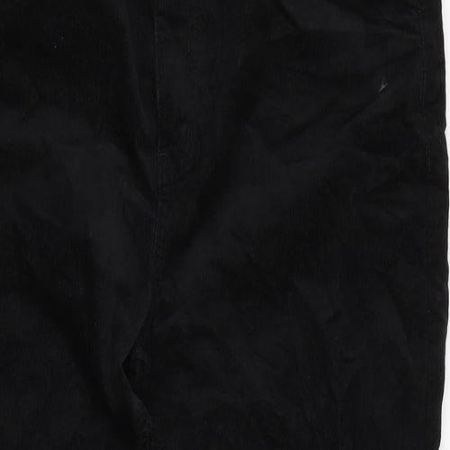 Marks and Spencer Womens Black Cotton Trousers Size 18 L24.5 in Regular Zip